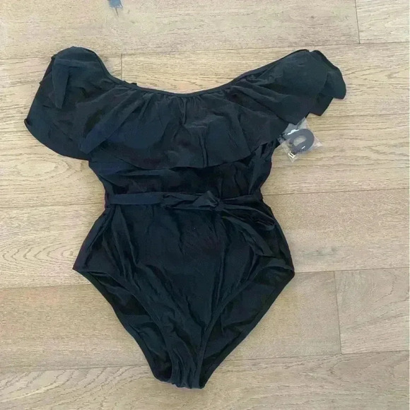 athena off the shoulder one piece black size 14 - Picture 1 of 3